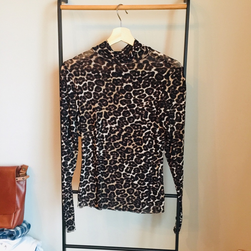 Nordstrom Leopard Print Mesh Top - image 3